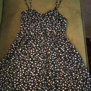 Floral Button-Front Spaghetti Strap Dress - Black Floral